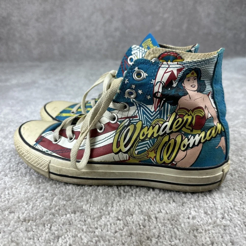 Converse Wonder Woman DC Comics Sneakers Size Women's 9 Men's 7 High Top Shoes - Picture 4 of 9